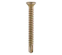 Timco 120Y Window Fabrication Screws - Countersunk With Ribs - Ph - Self-Tapping - Self-Drilling Point - Yellow 3.9 X 13
