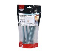 Timco Steel Dome Head Carriage Bolts with Hex Nuts (Silver) - M12 x 180mm (8 Pack Bag)