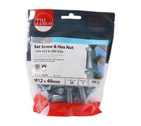 Timco 1240SNZB Set Screws & Hex Nuts - Grade 8.8 - Zinc M12 X 40 TIMbag 20