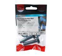 Timco 1240SNZP Set Screws & Hex Nuts - Grade 8.8 - Zinc M12 X 40 TIMpac 2