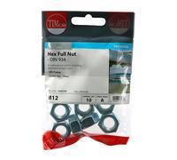Timco 12HNUTZP Hex Full Nuts - Zinc M12 TIMpac 10
