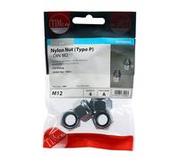 Timco 12NPP Nylon Nuts - Type P - Zinc M12 TIMpac 4