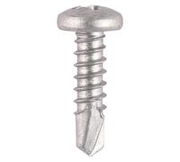 Timco 133SS Window Fabrication Screws - Pan - Ph - Self-Tapping - Self-Drilling Point - Martensitic Stainless Steel & Silver Organic 4.2 X 25