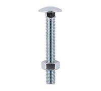 TIMco 16200CB Carriage Bolt with BZP Hex Nut 16.0 x 200 - Zinc (Box of 5)