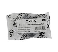 TIMCO End Socket for Oval Tube Polished Chrome - 204315 - Pack of 2- you get 15