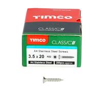 Timco 3.5 x 20mm Classic Multi-Purpose Screws - Pz - Double Countersunk - A4 Stainless Steel - Box of 200 35020CLA4