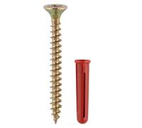 TIMco 30mm Red Plastic Plugs with 4.0x40mm Screws (Pack of 25)