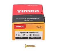 TIMCO 35020SOLOC PZ2 CSK ZYP Solo Woodscrew 3.5 x 20 - Yellow (Box of 200) Yellow Passivated