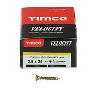 Timco 35025VY Velocity Premium Multi-Use Screws - Pz - Double Countersunk - Yellow 3.5 X 25 Box 200