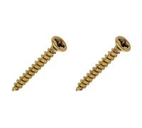 TIMCO 35030SOLOC Solo Chipboard & Woodscrews-PZ-Double Countersunk-Gold-3.5 x 30-Box of 200, Yellow, 3.5 x 30mm, Set of 200 Pieces (Pack of 2)