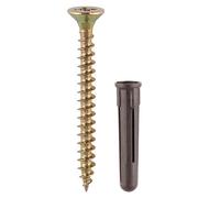TIMco 35mm Brown Plastic Plugs with 5.0x50mm Screws (Pack of 15)