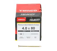 Timco 4.0 x 80mm Velocity Premium Multi-Use Screws - Pz - Double Countersunk - Yellow - Box of 200 40080VY