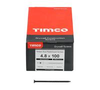Timco 4.8 x 100mm Drywall Screws - Ph - Bugle - Coarse Thread - Grey - Box of 500 00100DRYC