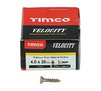 Timco 40020VY Velocity Premium Multi-Use Screws - Pz - Double Countersunk - Yellow 4.0 X 20 Box 200