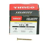 Timco 40040VY Velocity Premium Multi-Use Screws - Pz - Double Countersunk - Yellow 4.0 X 40 Box 200