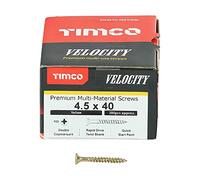 Timco 45040VY Velocity Premium Multi-Use Screws - Pz - Double Countersunk - Yellow 4.5 X 40 Box 200