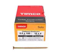Timco 5.0 x 100mm Solo Chipboard & Woodscrews - Pz - Double Countersunk - Yellow - Box of 100 50100SOLOC
