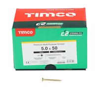 Timco 5.0 x 50mm C2 Strong-Fix - Pz - Double Countersunk - Twin-Cut - Yellow - Box of 1000 50050C2IND