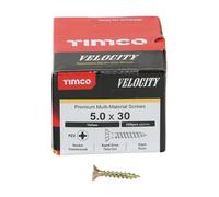 Timco 50030VY Velocity Premium Multi-Use Screws - Pz - Double Countersunk - Yellow 5.0 X 30 Box 200