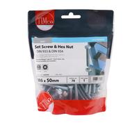TIMCO 650SNZB BZP Hex Set and Nut-6 x 50-Zinc-Bag of 70, Silver, Set of 70 Pieces
