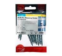 Timco 725375 Masonry Screws - Tx - Countersunk - Zinc 6.0 X 60 TIMpac 10