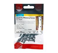 Timco 725500 Masonry Screws - Tx - Pan - Zinc 6.0 X 40 TIMpac 12