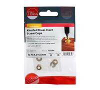 Timco 725584 Knurled Inset Screw Cups - Solid Brass To Fit 4.0 4.2 4.5 Screw TIMpac 8