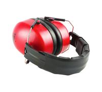 TIMCO Foldable Ear Defenders - Adjustable ear cups for comfort - 30.4dB - Padded headband - Red - One Size