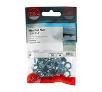 Timco 8HNUTZP Hex Full Nuts - Zinc M8 TIMpac 30