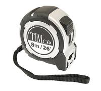 TIMCO 8M Tape Measure - 8m/26ft x 25mm - With locking button, belt clip and hand strap - Metric and Imperial tape measure