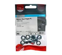 Timco 8NPP Nylon Nuts - Type P - Zinc M8 TIMpac 10