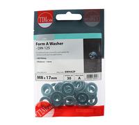 TIMco 8WHAZP Form A Washer BZP M8 Bag of 30