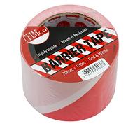 Timco BART Barrier Tape - Red & White 100M X 70Mm Roll 1