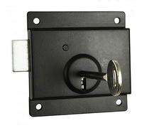 TIMCO Black Antique 4" Pressed Rim Lock - Surface Mounted Shed Door & Gate Deadlock