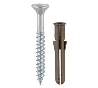 Timco Brown Premium Plastic Plugs With Screws - Tub of 400 778254