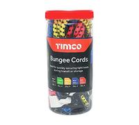 TIMCO Bungee Cords with Laminated Hook - Mixed Pack - Red, Blue, Green, Black and Yellow colours - 25, 45, 50, 60, 75 length in cms - 20pcs