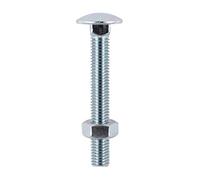 TIMCO BZP Carriage Bolt with Hex Nut - M10 x 65 - Zinc - Box of 50