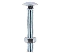 TIMCO BZP Carriage Bolt with Hex Nut - M6 x 110 - Zinc - Box of 100