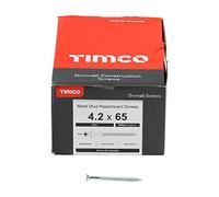 Timco 00065DRYZ Drywall Metal Stud Plasterboard Screws - Ph - Bugle - Fine Thread - Zinc 4.2 X 65 Box 500