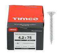 Timco 00075DRYZ Drywall Metal Stud Plasterboard Screws - Ph - Bugle - Fine Thread - Zinc 4.2 X 75 Box 500