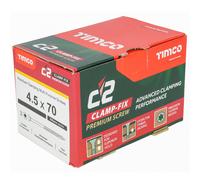 Timco C2 Clamp-Fix Multi-Purpose Premium Countersunk Gold Woodscrews 4.5 x 70mm (200 Box)