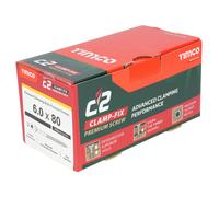 Timco C2 Clamp-Fix Multi-Purpose Premium Countersunk Gold Woodscrews 6.0 x 80mm (200 Box)