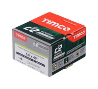 Timco C2 Exterior Strong-Fix - Pz - Double Countersunk With Ribs - Twin-Cut - Silver Box 200 50040C2SBX