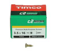 Timco 35016C2 C2 Strong-Fix Multi-Purpose Premium Screws - Pz - Double Countersunk - Yellow 3.5 X 16 Box 200
