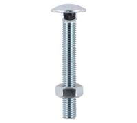 Timco Carriage Bolts Din603 & Hex Full Nut Din934 Silver - M12 X 180