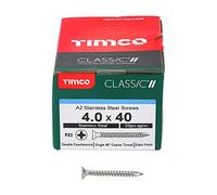 TIMCO Classic Multi-Purpose Screws - 4.0 x 40 - A2 Stainless Steel - Box of 200