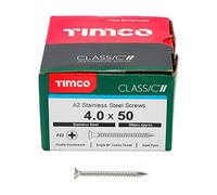 TIMCO Classic Multi-Purpose Screws - 4.0 x 50 - A2 Stainless Steel - Box of 200