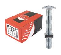 Timco Dome Head Roofing Bolts with Square Nuts (Silver) - M8 x 200mm (50 Pack Box)