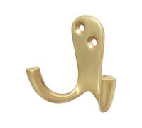 Timco - Double Robe Hook - Polished Brass (Size 47 X 24mm - 1 Each)