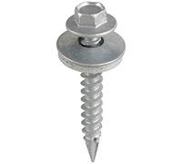 Timco DS45W16B Metal Construction Thin Sheet Metal To Timber Screws - Hex - Epdm Washer - Slash Point - Exterior - Silver Organic 6.3 X 45 Box 100